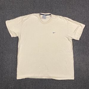 Vintage Nike Mini Swoosh T Shirt Logo Tee Khaki Beige Light Tan Size XXL 2XL
